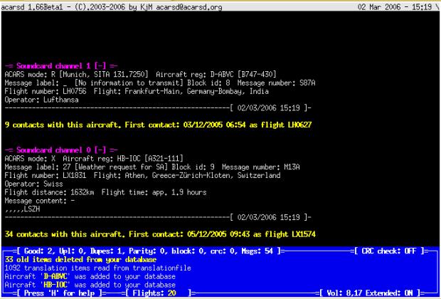 ACARSd Linux console
