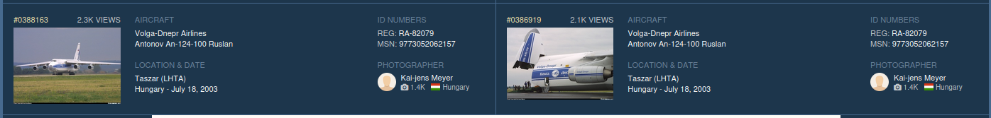 Surviving photographs of Volga-Dnepr Antonov An-124 RA-82079 at Taszár on 18 July 2003