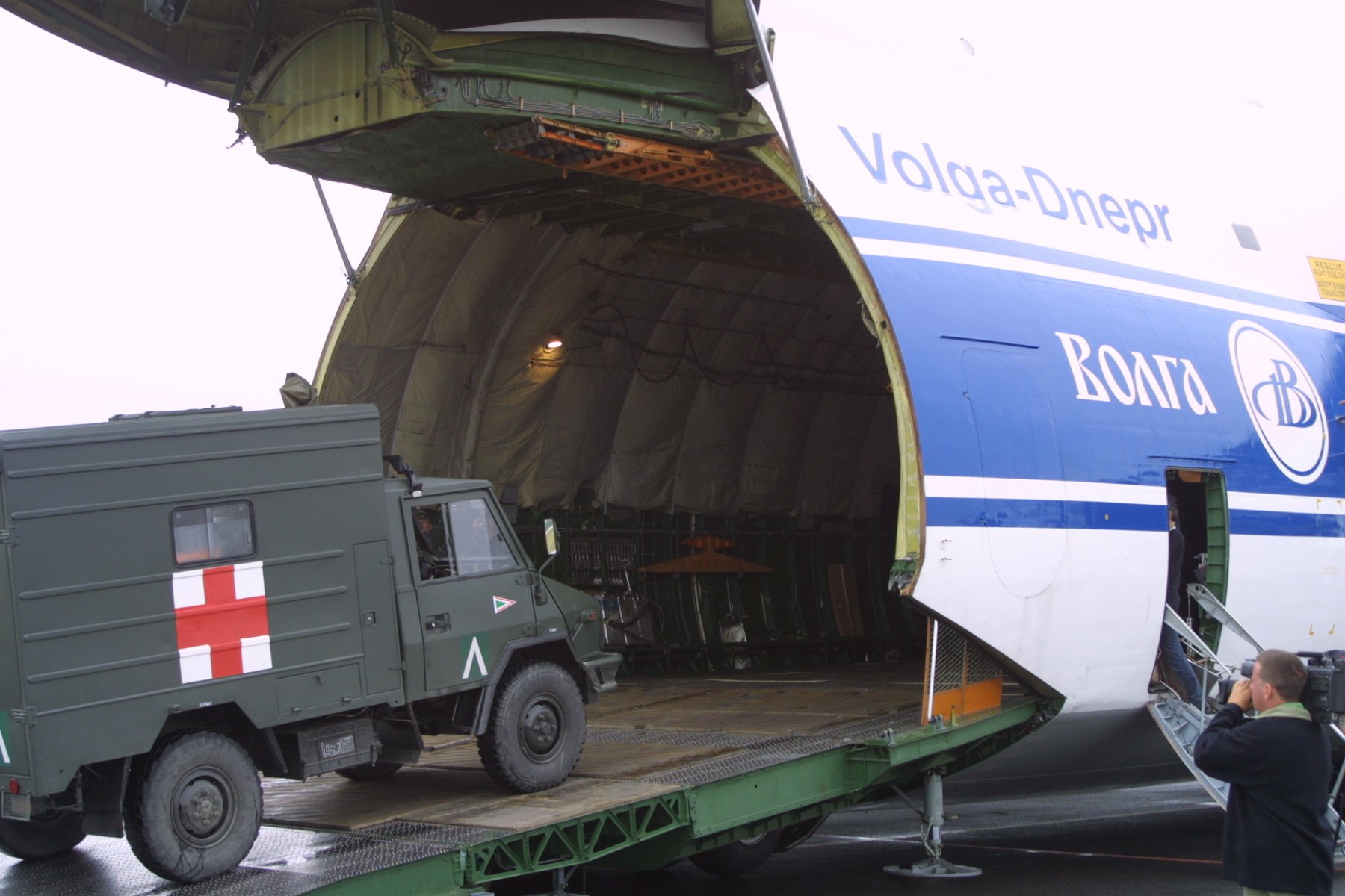 Hungarian military medical vehicle inside An-124 cargo hold