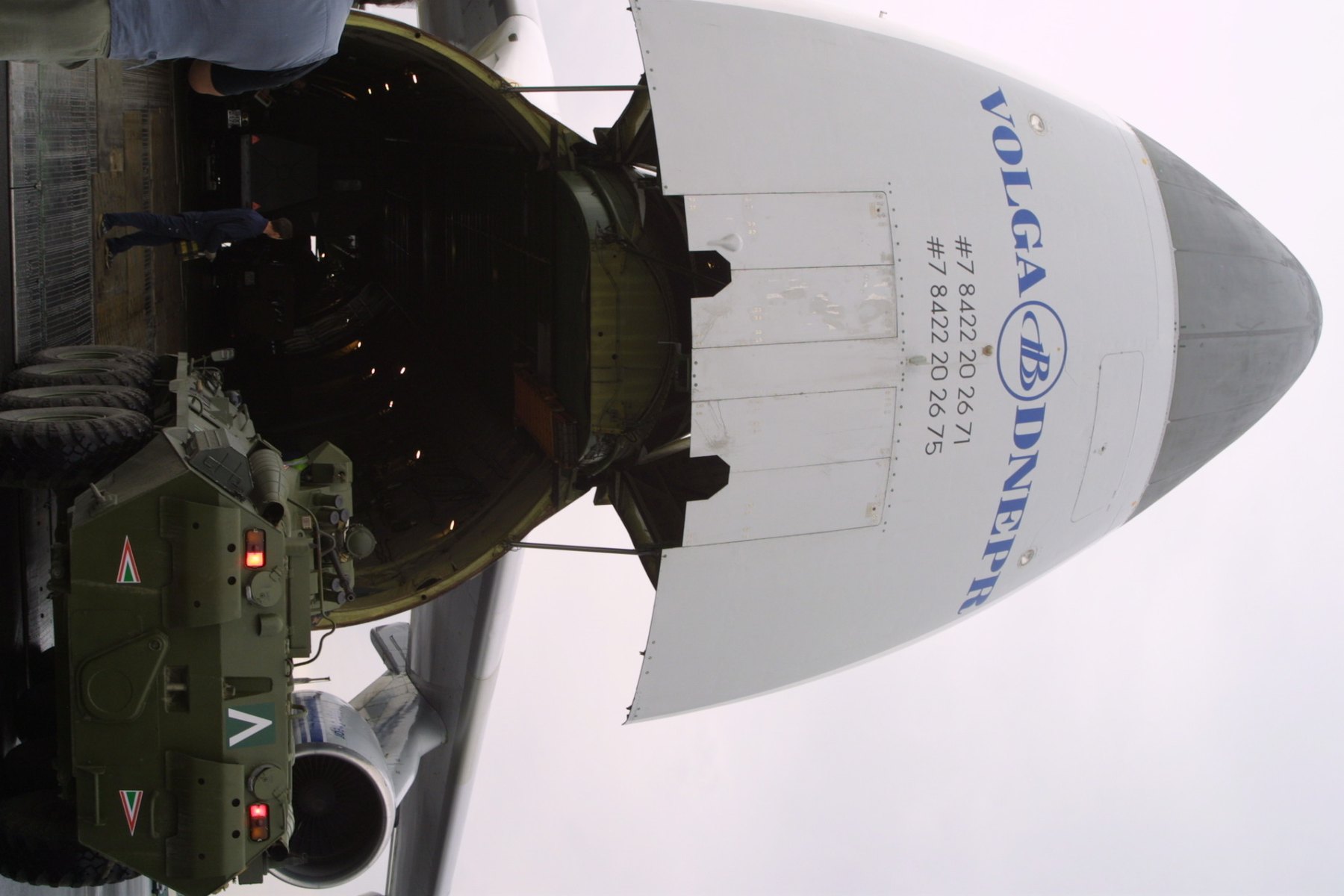 Open nose of Volga-Dnepr An-124 RA-82079 at Taszár